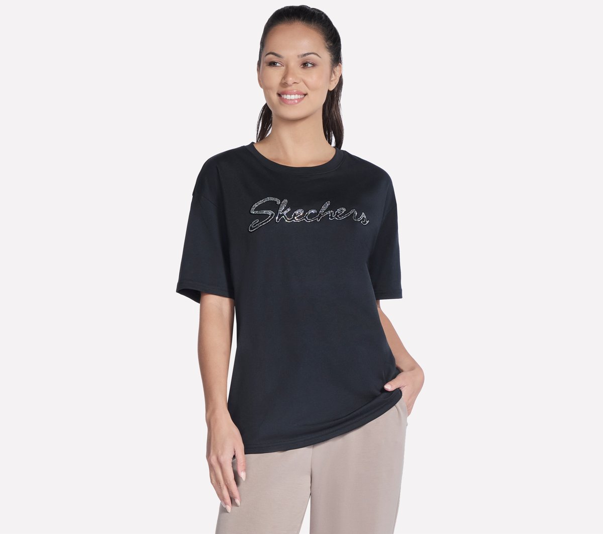 Script Diamond Studded Short Sleeve Tee